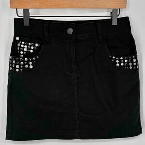 Morgan de Toi Black Studded Stretch Mini Skirt Size 28